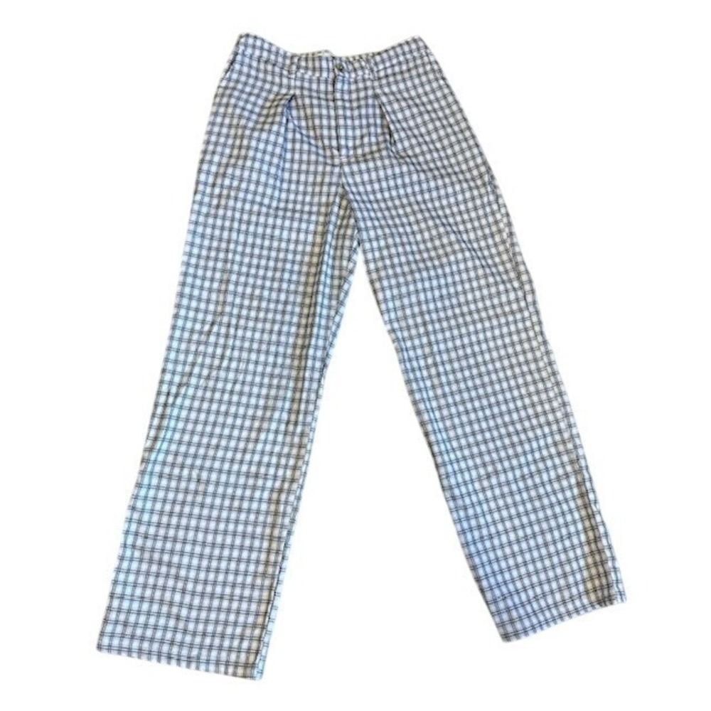 Hollister Blue White Black Plaid Ultra High Rise Pleated Trouser Pants MD 28"‎